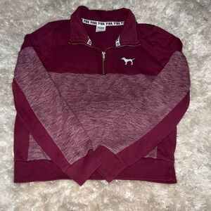 Victoria's Secret PINK Maroon Quarter-Zip Pullover